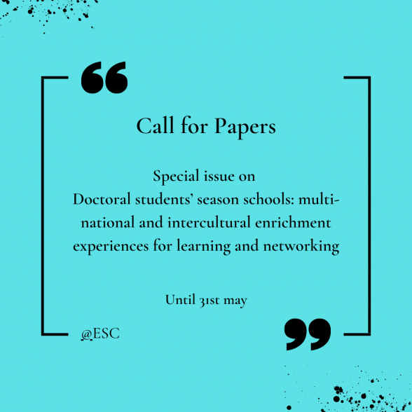 [Revista ESC | Call for Paper |  Número especial "Escolas temporárias para estudantes de doutorado: experiências de enriquecimento multinacional e intercultural para aprendizado e networking"]