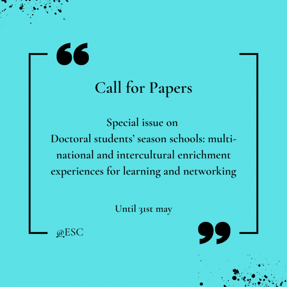[Revista ESC | CHAMADA DE TRABALHOS | Número especial "Escolas temporárias para estudantes de doutorado: experiências de enriquecimento multinacional e intercultural para aprendizado e networking"]