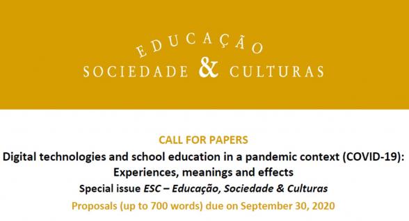 Revista ESC | Call for papers para um número especial sobre "Tecnologias digitais e educação escolar em contexto de pandemia