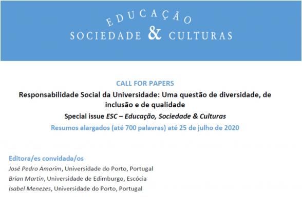 Revista ESC | Call for Papers | Para um número especial sobre Responsabilidade Social Universitária