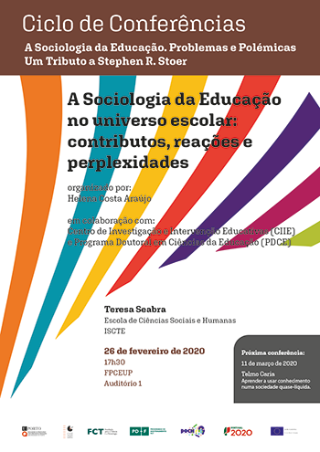 Conferencia "A Sociologia da Educação no universo escolar: contributos, reações e perplexidades"