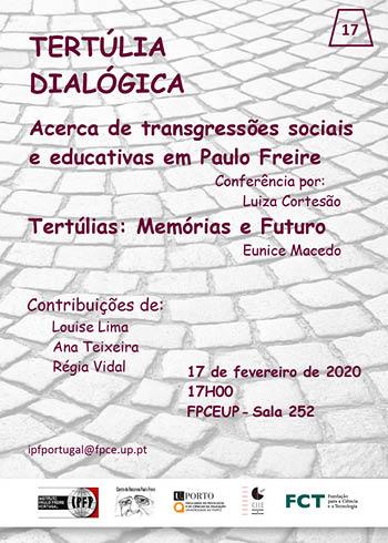 Tertúlia “Acerca de transgressões sociais e educativas em Paulo Freire"