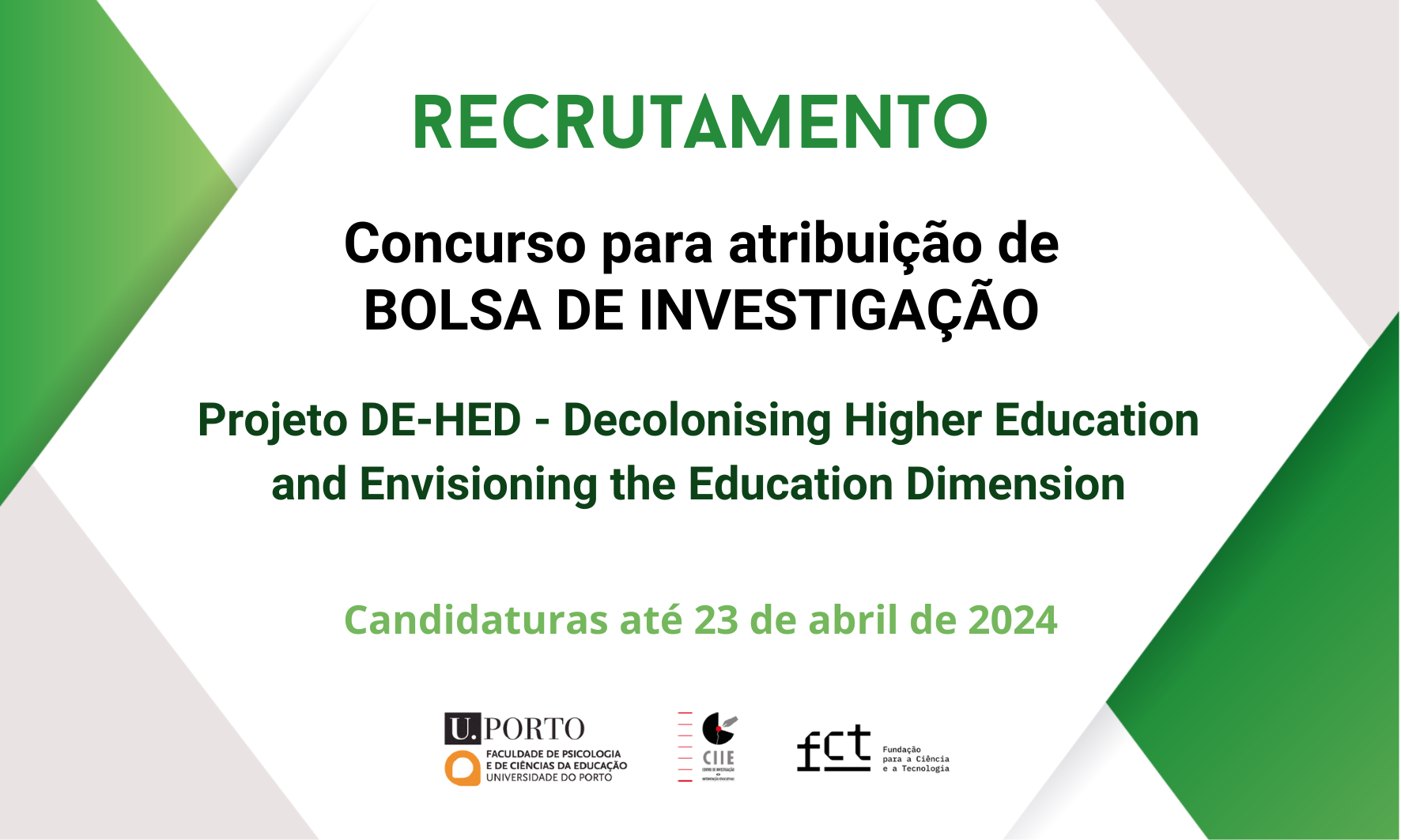 Recrutamento | Bolsa de investigação em projeto CIIE